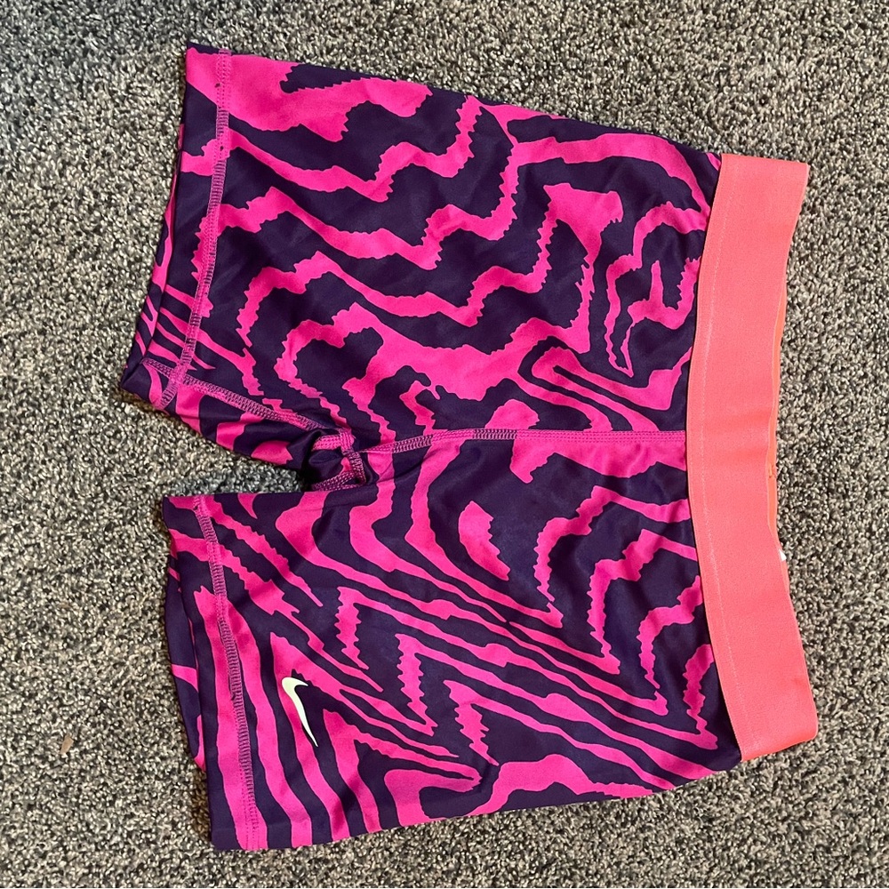 Nike Women's Vibrant Pink and Purple Bike Shorts